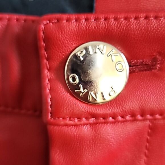 Pinko Red Faux Leather Pants - Picture 10 of 10